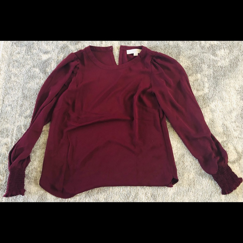 NEW LOFT long sleeved wine blouse. XXSP